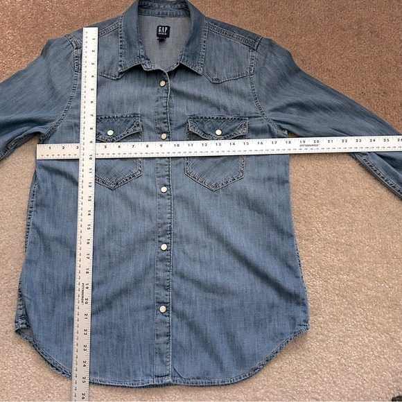 GAP Western Long Sleeve Pearl Snap Buttons Denim Shirt - Picture 6 of 8